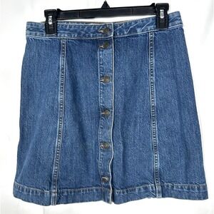 Ann Taylor Loft Y2K Denim Button Up Mini Skirt Size 2 Blue Country Retro Rodeo